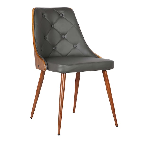 Armen Living Lily Mid-Century Dining Chair in Walnut Finish and Gray Faux Leather LCLLSIWAGRAY - main